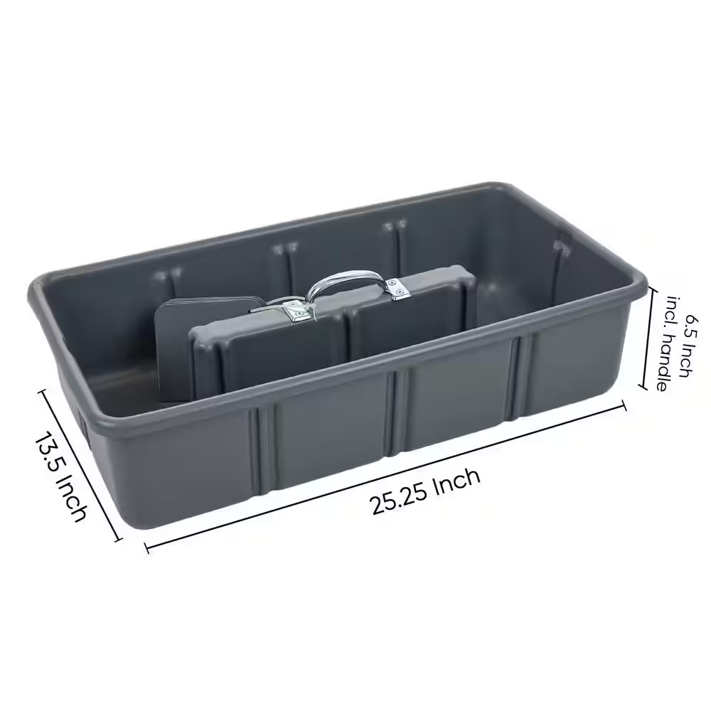 Professional Grade 25 In. Gray Polyethylene Tote Tray with 6-Dividers Free Shipp