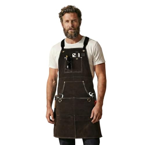 Work Apron – Heavy Duty Woodworking Apron for Men with Tool M to XXL Brown