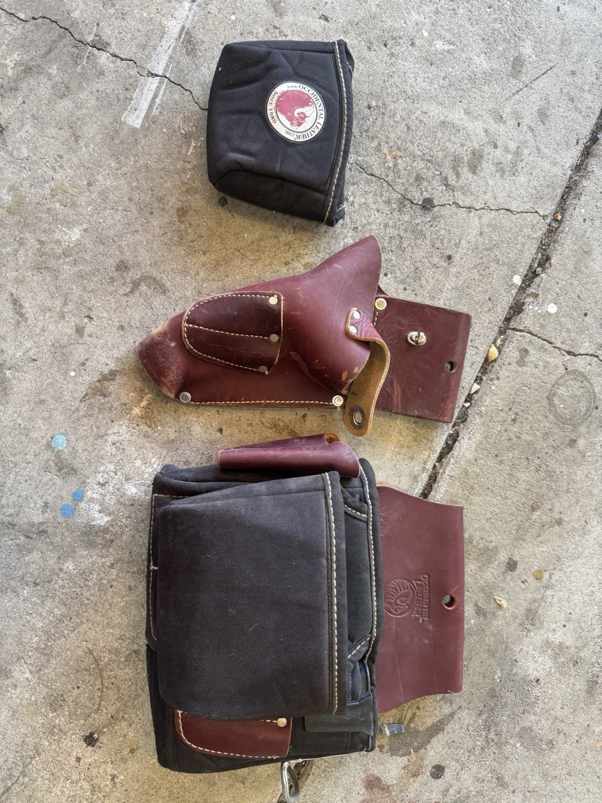 Occidental Leather 9085 2pc Large Tool Pouch Set Leather/Nylon Hammer Loop