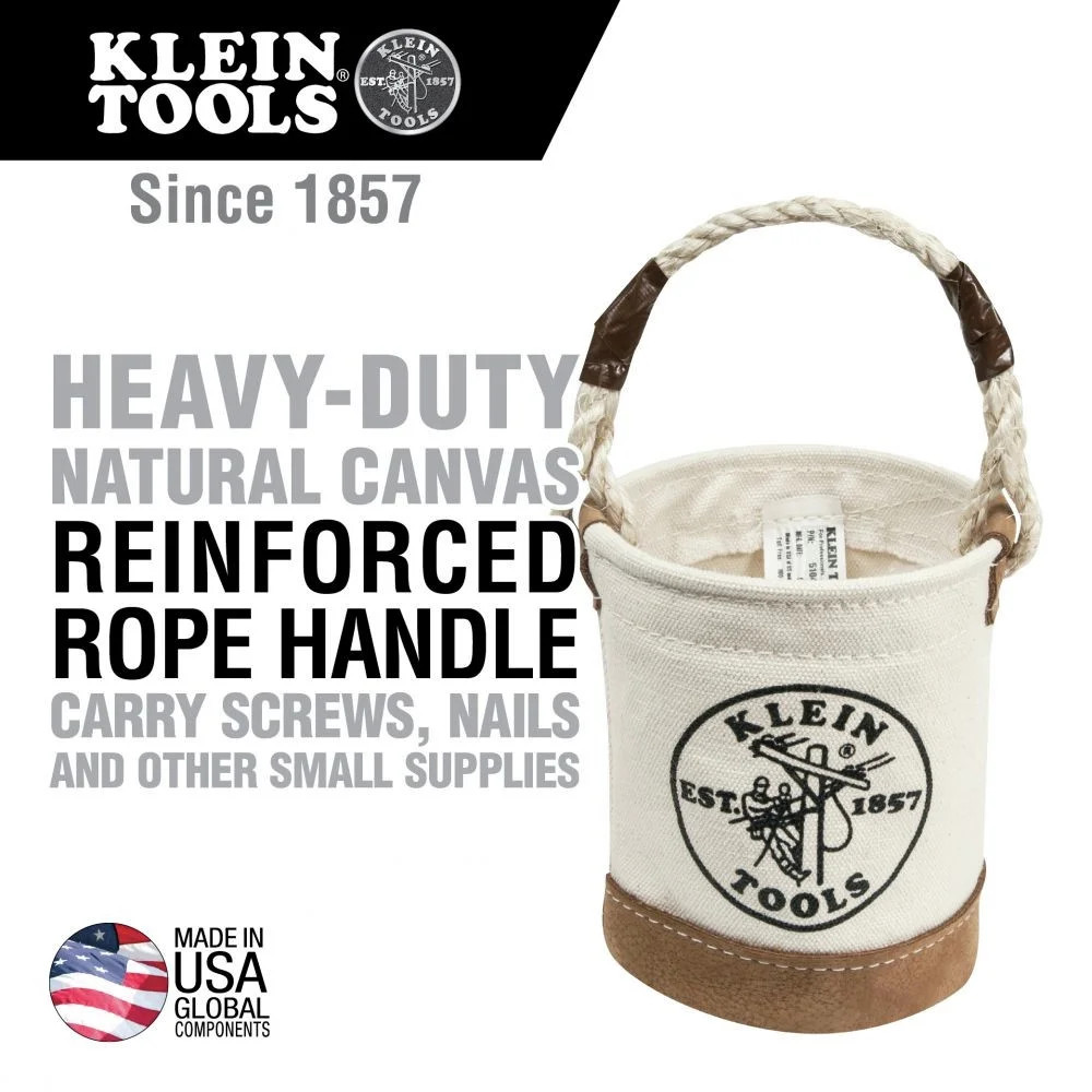 Tool Bucket Mini Small Parts Bag Heavy Duty Natural Canvas & Leather Bottom 🎯🎯