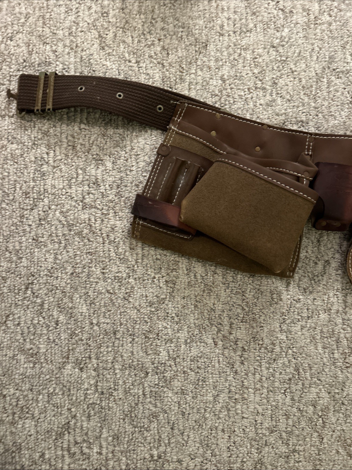 Sears Brown Leather Carpenter Tool Utility Belt Pouch Adjustable Stock 9-4515(C4