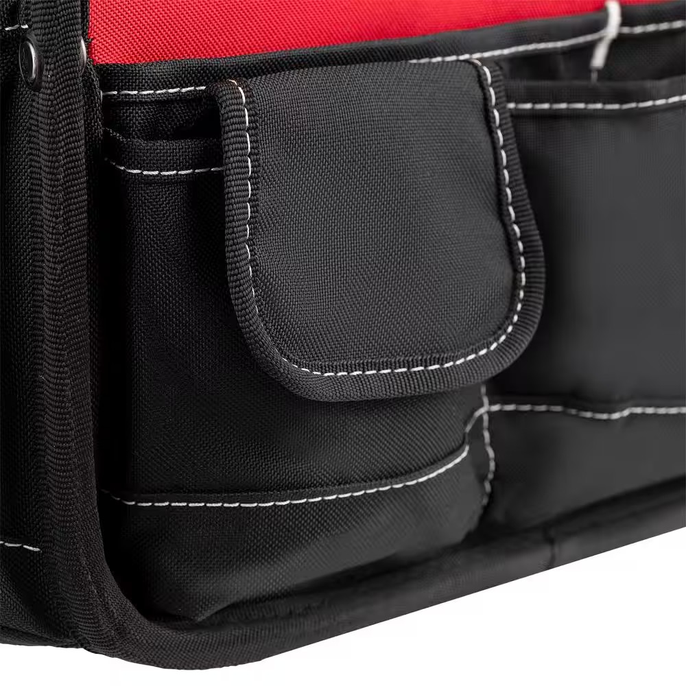 Husky Tool Bag 17 in 18 Pocket Open Top Padded Handle Weatherproof Polypropylene