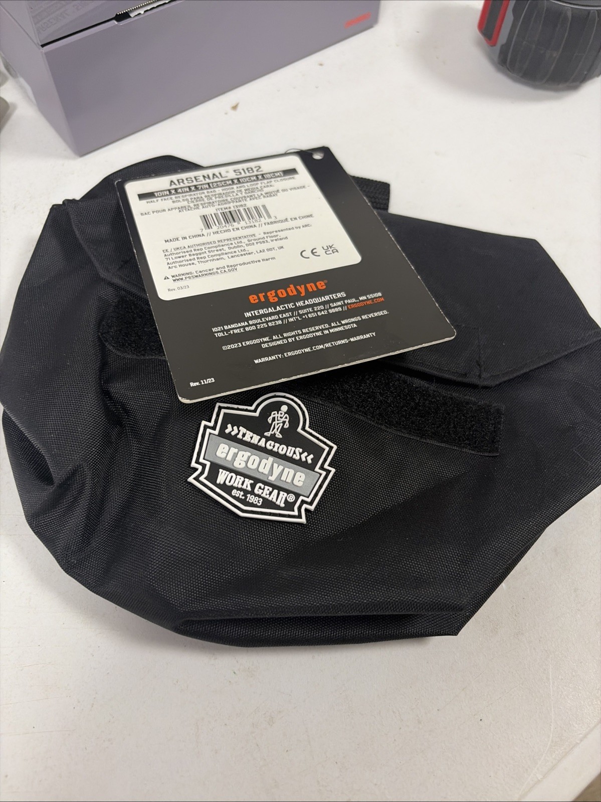 Ergodyne 13182 5182 Half Mask Respirator Storage Bag 420D Nylon Black