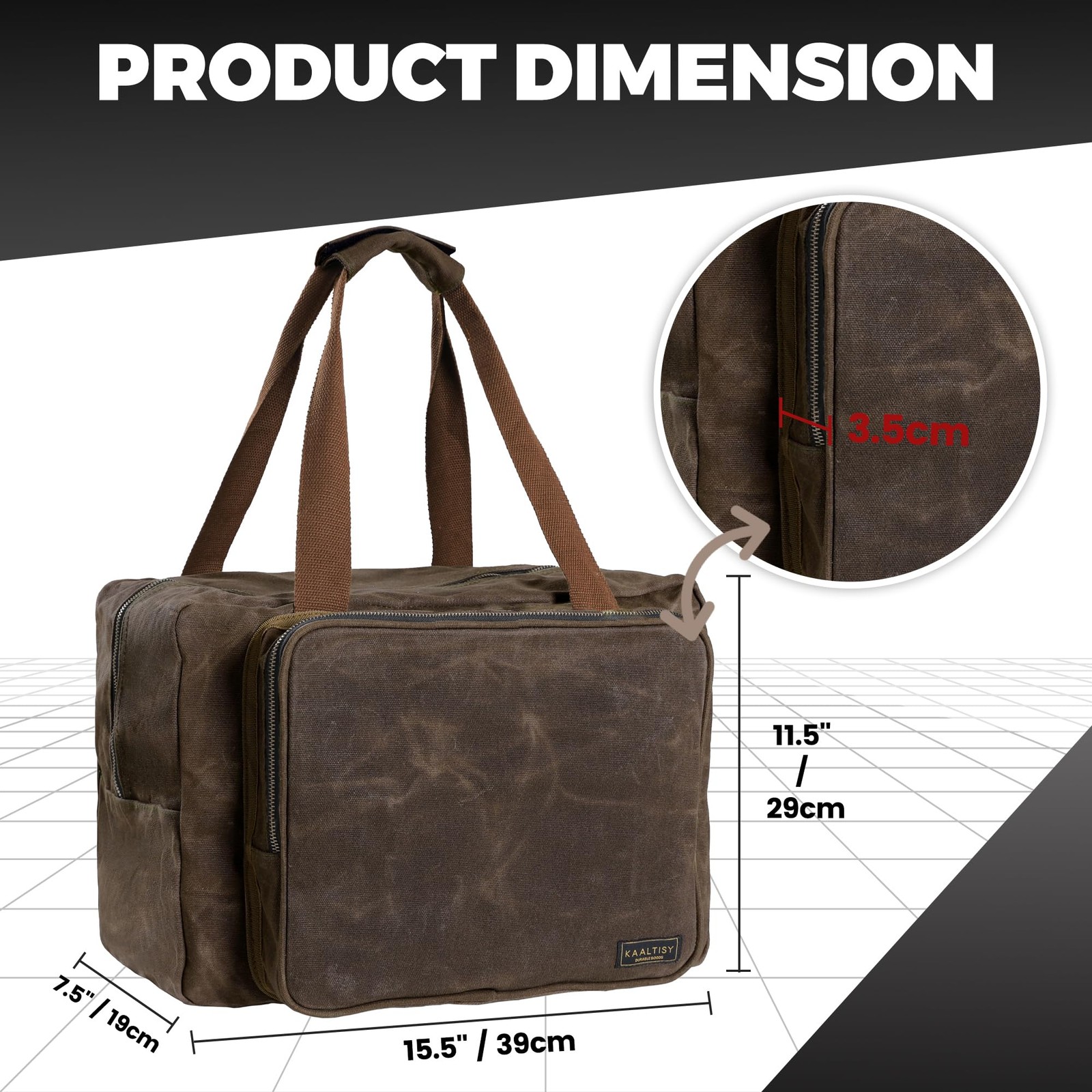 16oz Waxed Canvas Tool Bag – Robust Zipper Garden Tools Tote with 3 Compartme…