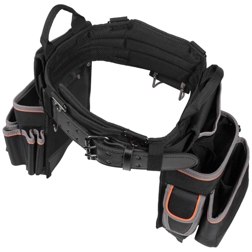 Klein Tools Large Black Tool Belt With Removable Pouches And Wide Open Pockets