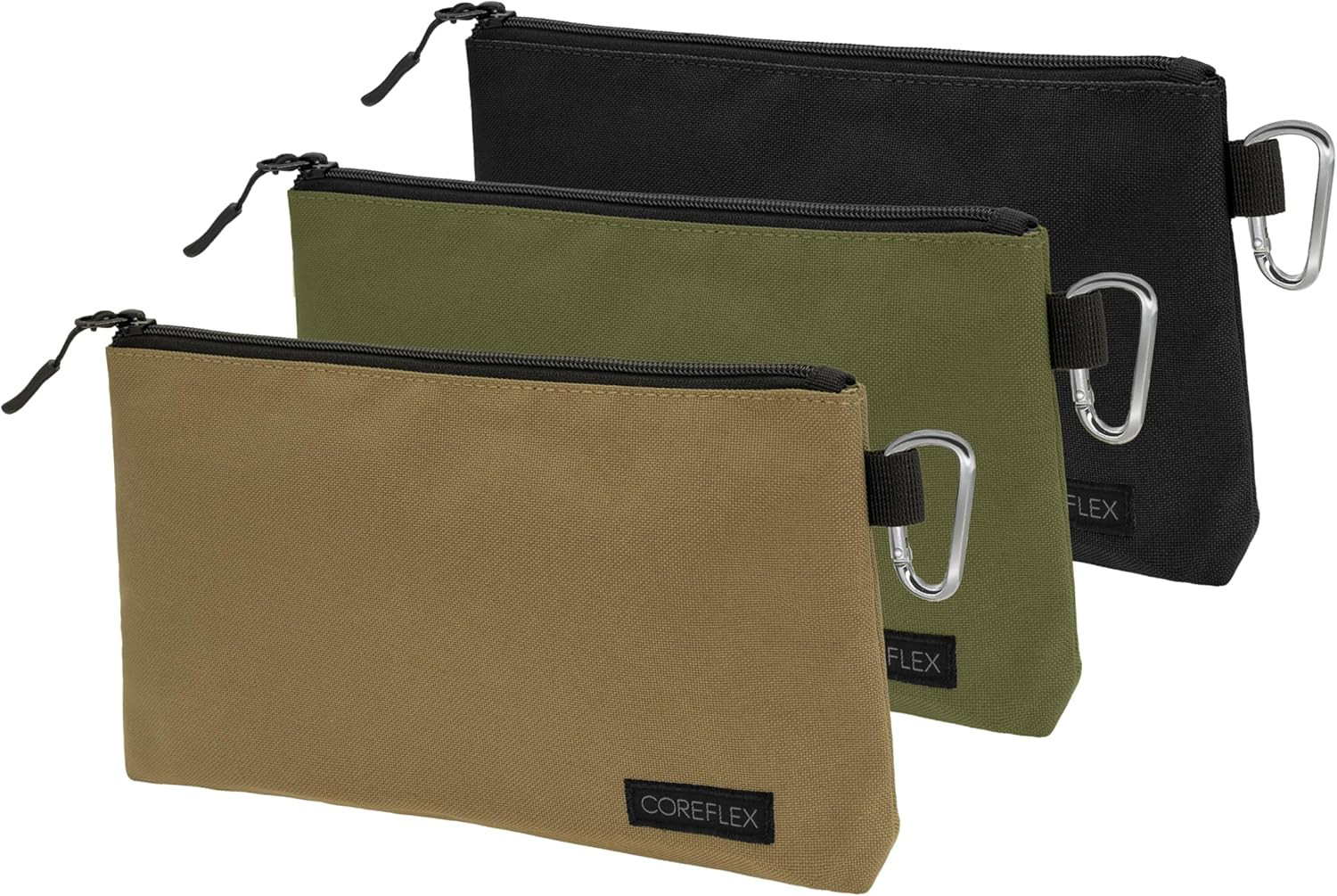 3 Pack Premium Canvas Tool Pouch Zipper Bag Heavy Duty Flat Bottom Small Storage