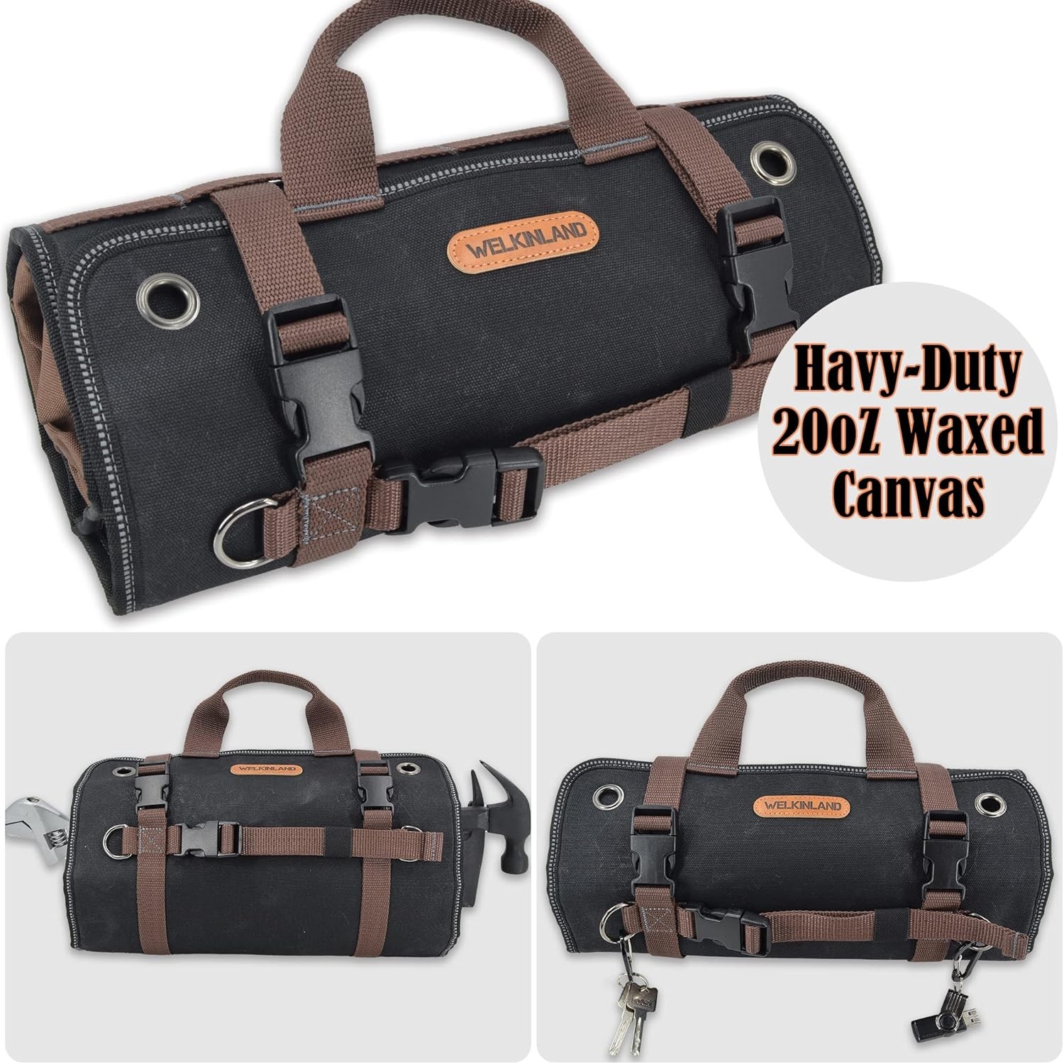 15-Pockets Heavy-Duty Tool Wrap Roll, 15L Tool Up Roll Bags
