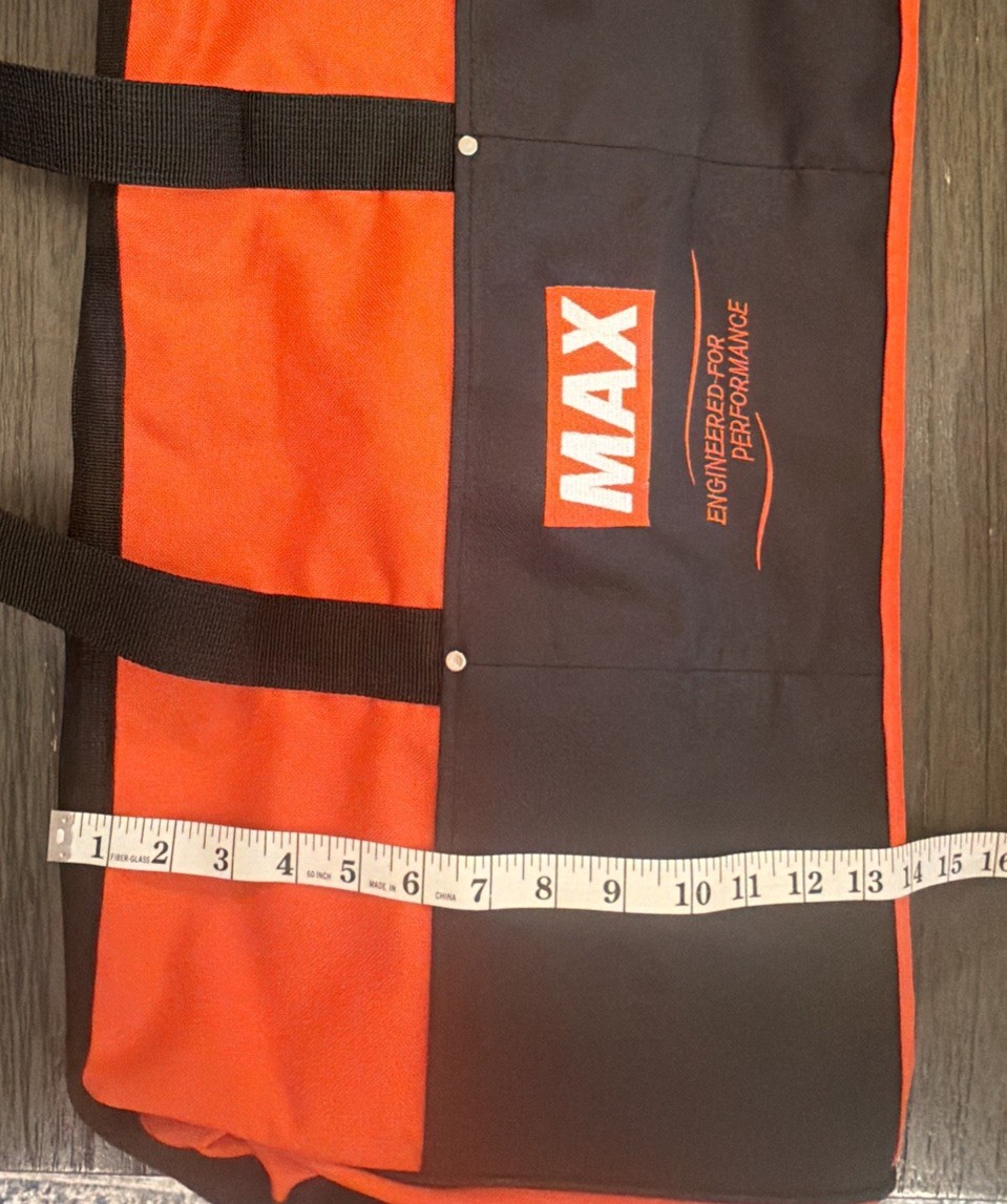 MAX Built For Performance Large Tool Duffel Bag 23.5 x 13.5 x 9” Orange Black