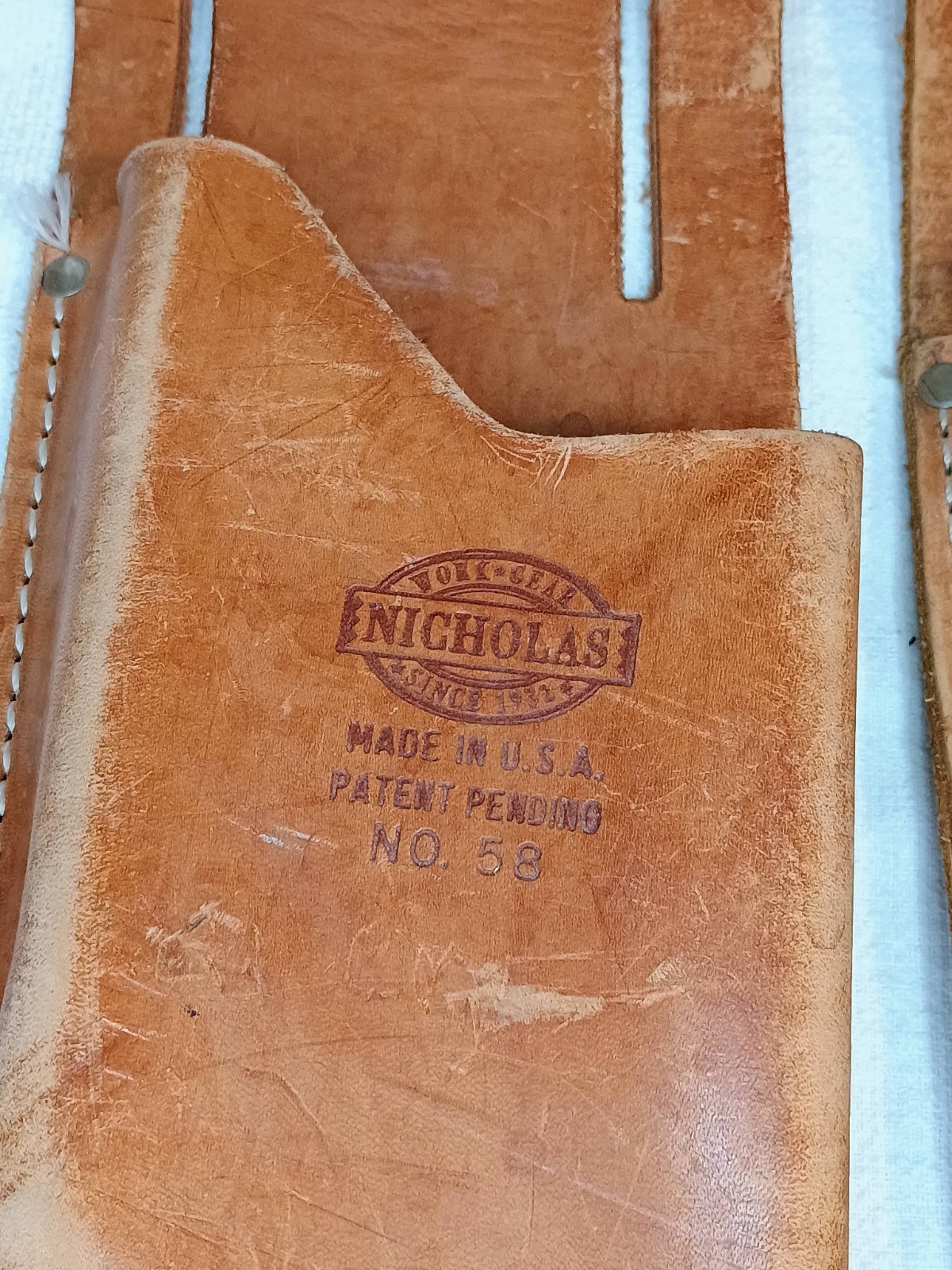 2 – NICHOLAS TOOL HOLDER MODEL No. 58 top grain cowhide Made In USA
