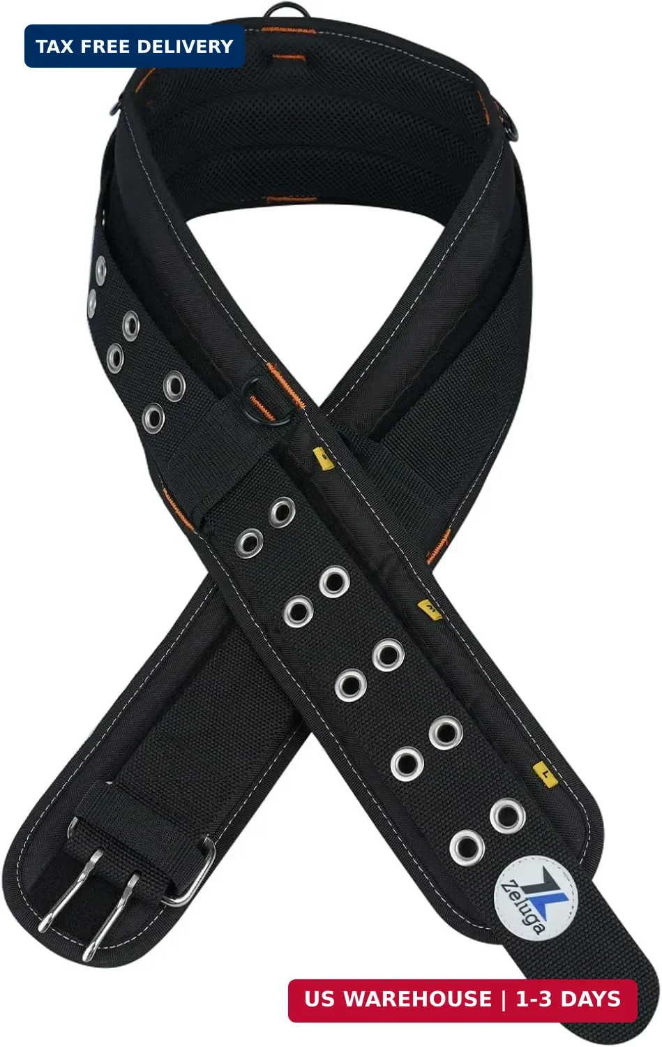 Zeluga 20-222 Heavy Duty Polyester Tool Rig Padded Belt, Black