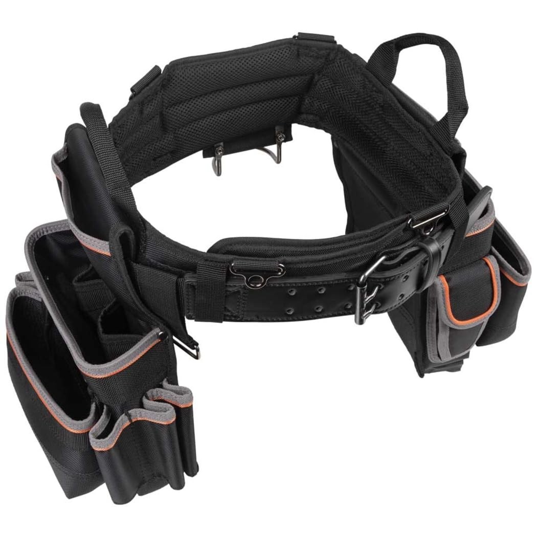 Klein Tools Large Black Tool Belt With Removable Pouches And Wide Open Pockets