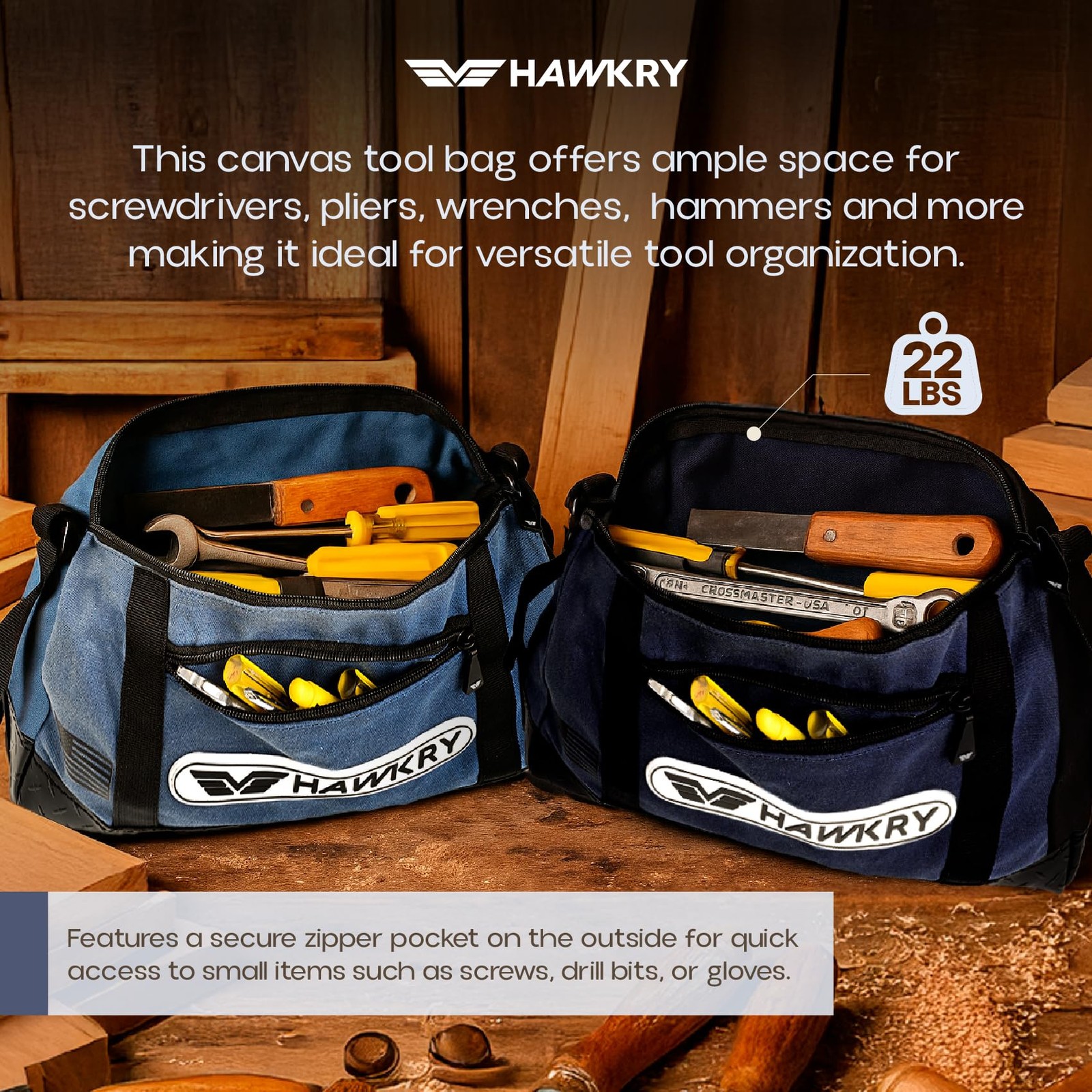 Canvas Tool Pouch Set (4 Pack) – Heavy Duty Tool Organizer Bags with Zipper, …