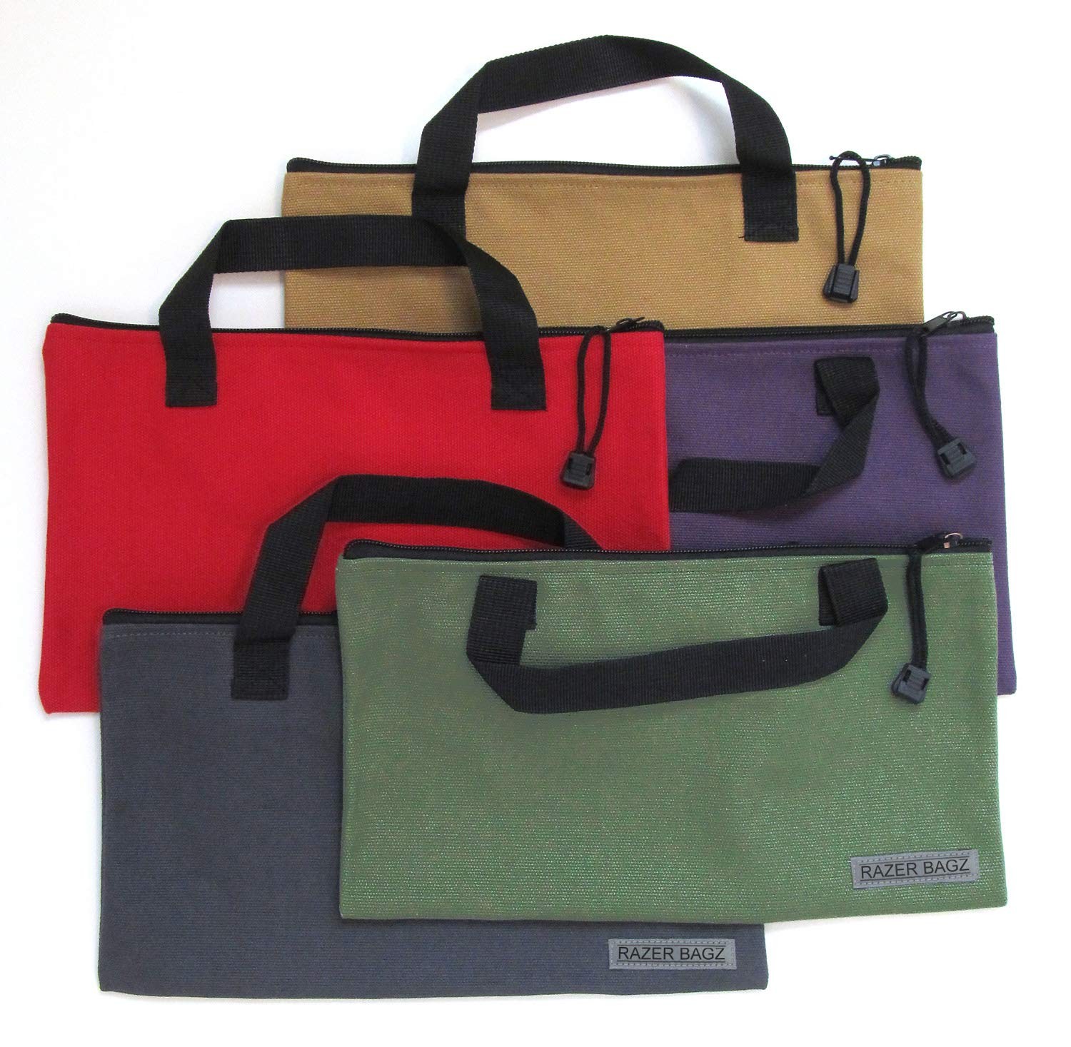 Rugged Canvas Tool Bags, Heavy-Duty Tool Organizers, Tool Holders (Set of 5)