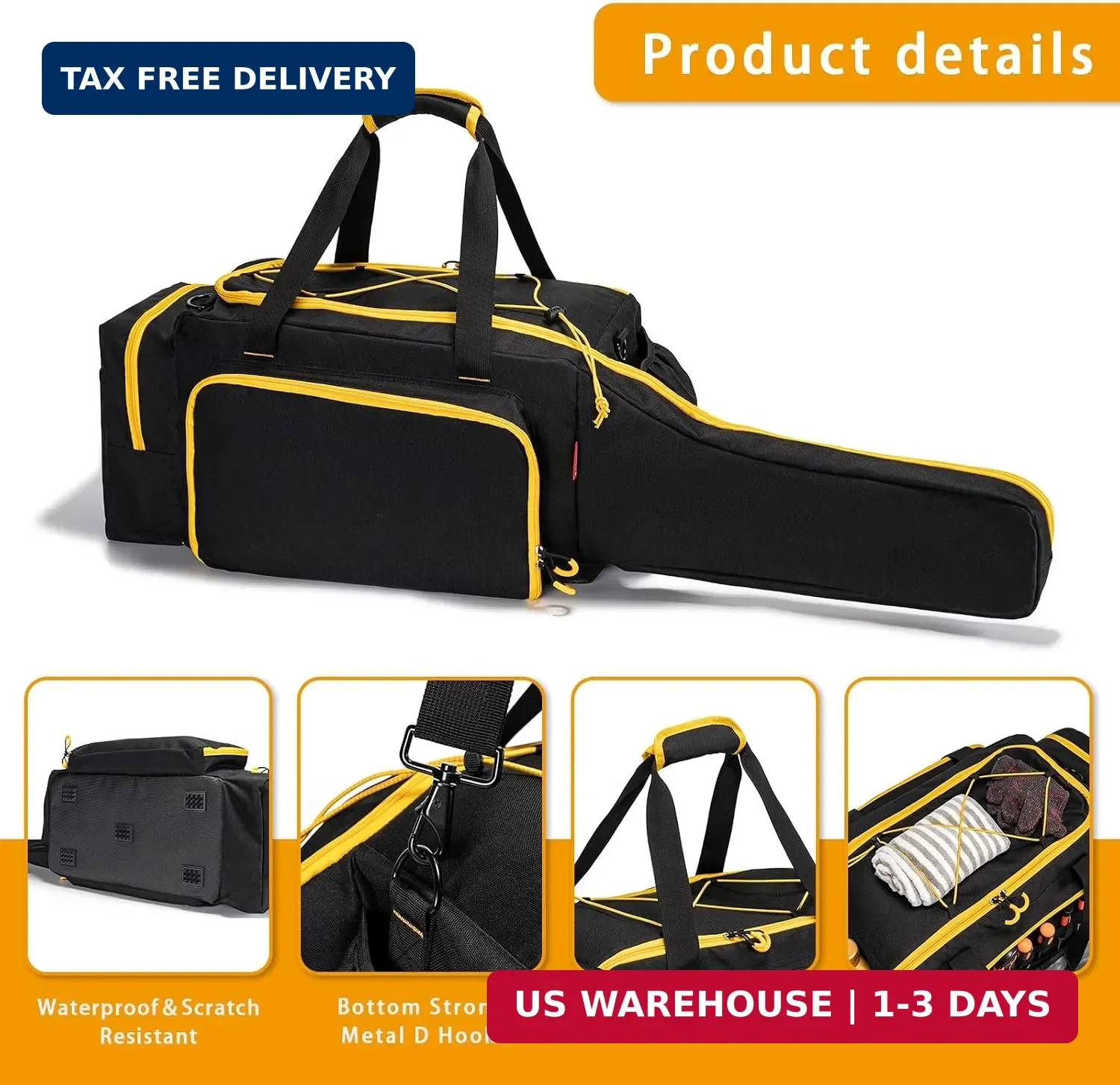 Chainsaw Case, Durable Chainsaw Bag with Removable Spill-proof & Wipe-clean Tray