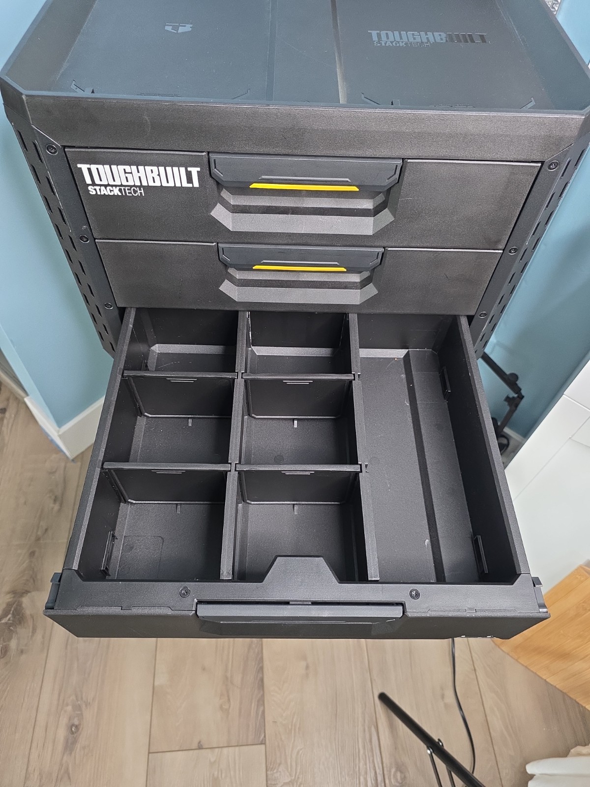 ToughBuilt StackTech 3-Drawer Tool Box, Durable Plastic Storage Organizer, Black