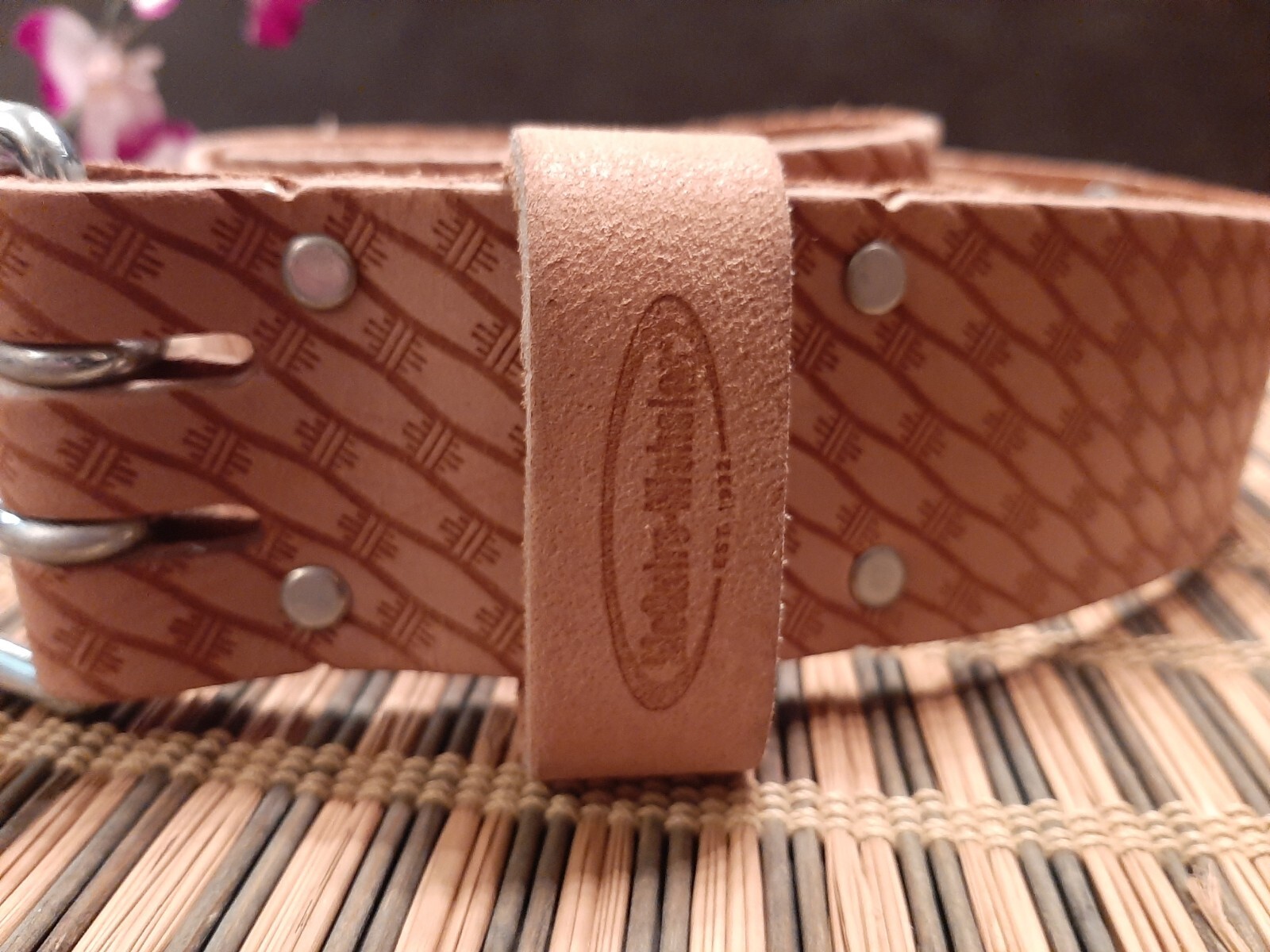 2″ Roller Buckle Saddle Leather Tool Belt, Natural , 51″ Long ( L)