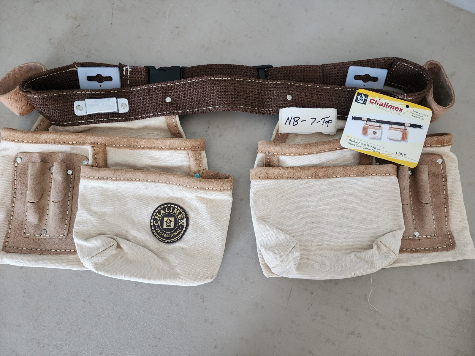 Chalimex C1818 Double Pocket Tool Belt Apron Canvas and Leather