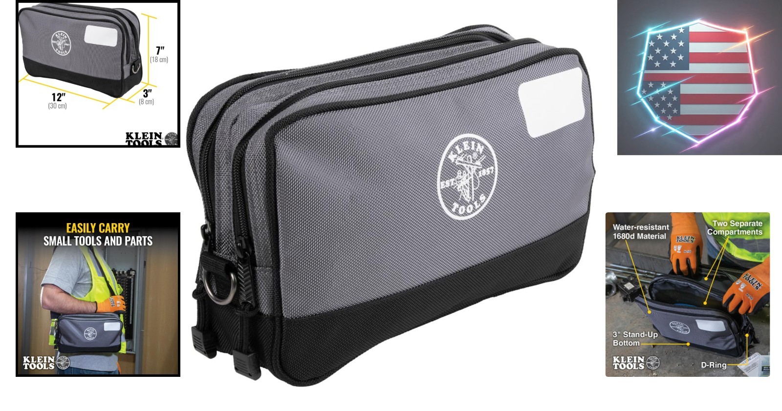 Tool Pouch, Dual Compartments, Heavy-Duty Tool Bag Organizer, Multipurpose Bag