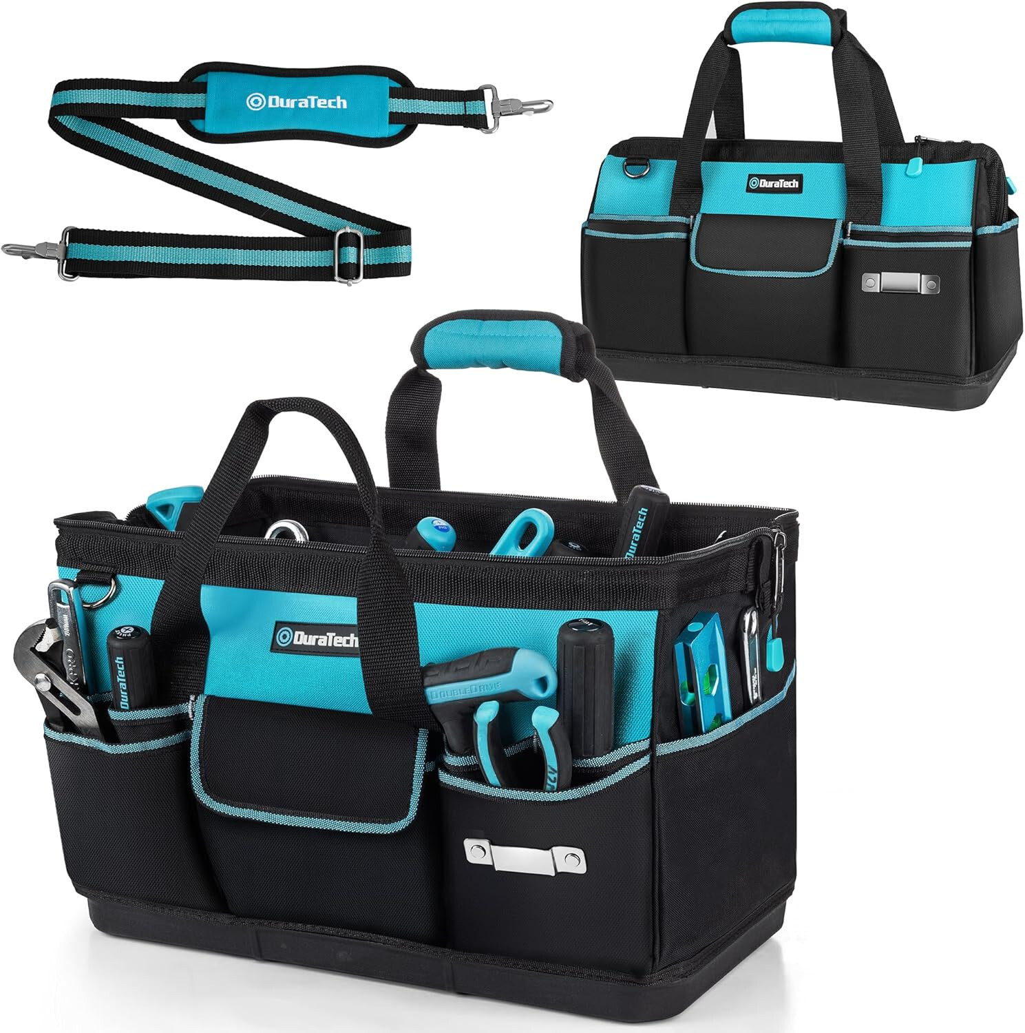 DURATECH 18-Inch Large Tool Bag w/Waterproof Hard Bottom Heavy Duty w/19 Pockets