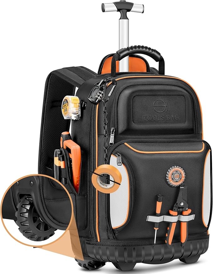 Rolling Tool Backpack with Wheels 75 Pockets Lock