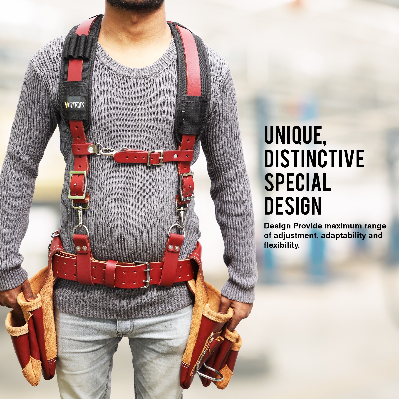 Leather Tool Belt Suspenders, Leather Suspenders, Heavy Duty Construction Belts