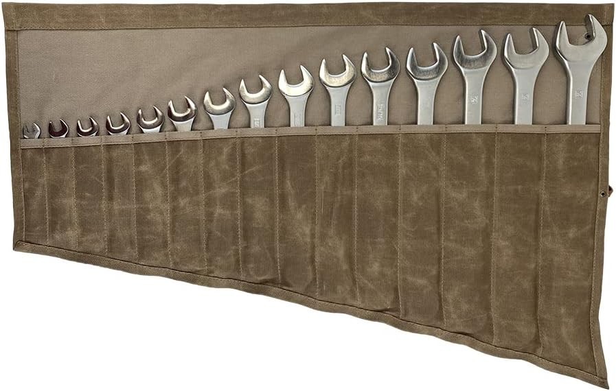 Durable Wrench Tool Roll with 15 Pockets – Handmade for Craftsmen & DIYers