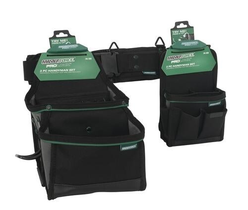 3 Piece Handyman Tool Bag Set Padded Belt Technician Contractor Pouch Storage
