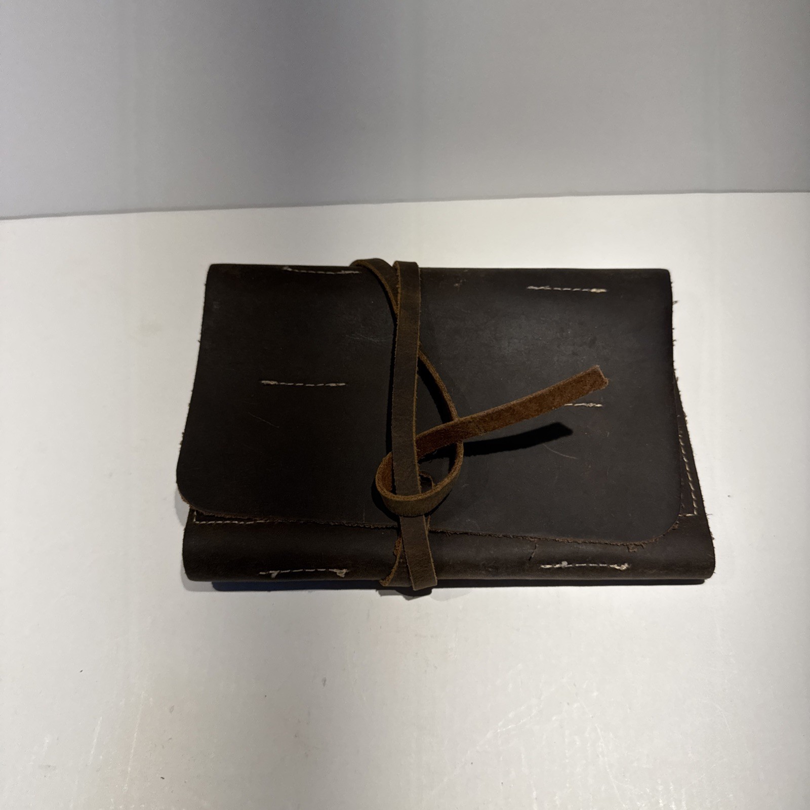 Handcrafted Brown Leather Tool Roll Zippered Pouch And Elastic Slots 14.5×7