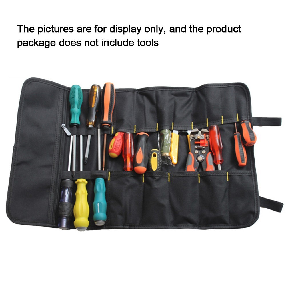 Sturdy Tool Storage Bag for Electricians 600D Oxford Cloth Zippered Pockets