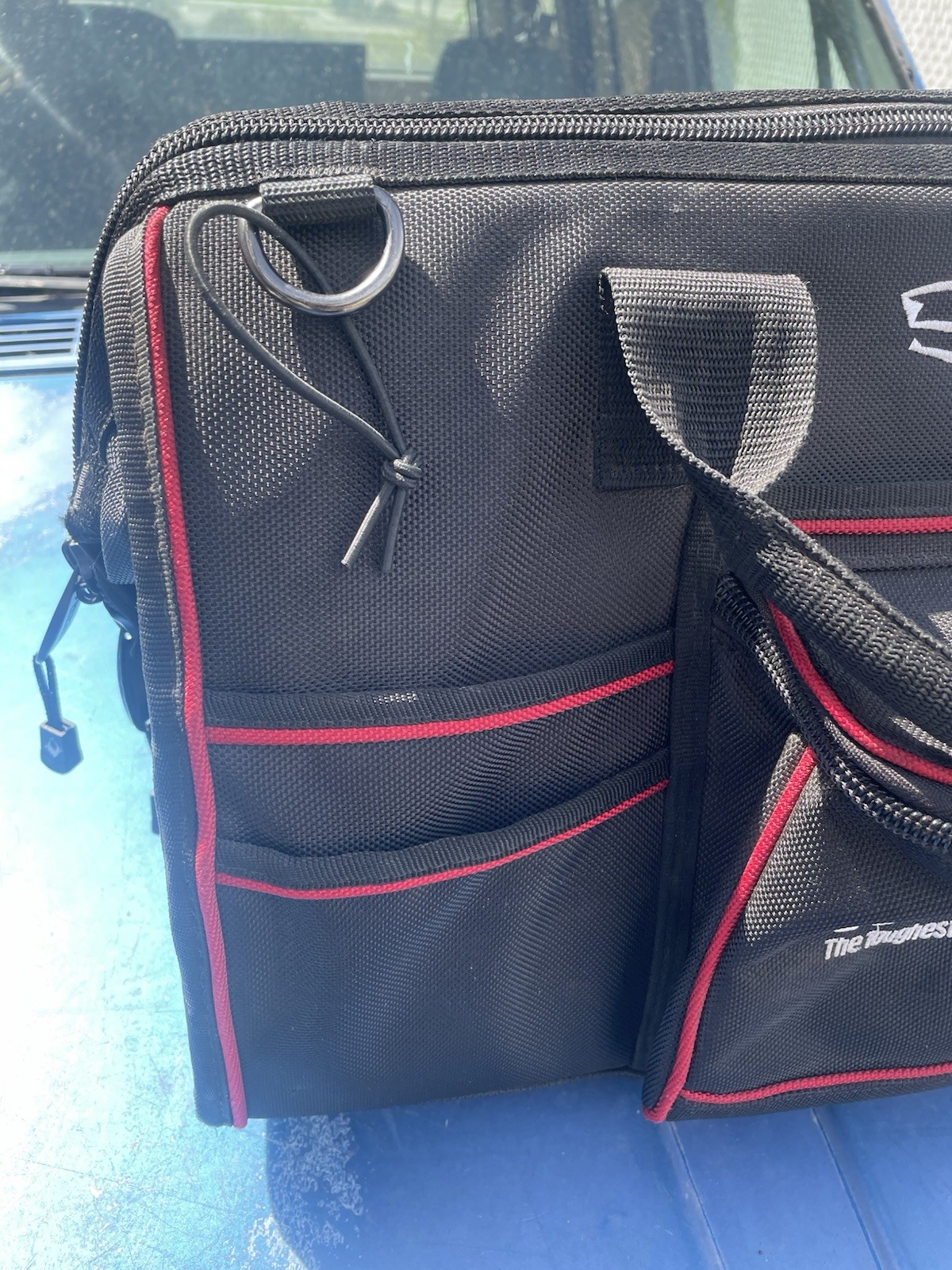 Husky Electrician Tool Bag Red/Black – 25″ w/ Strap & Handle 30+ Pockets Used