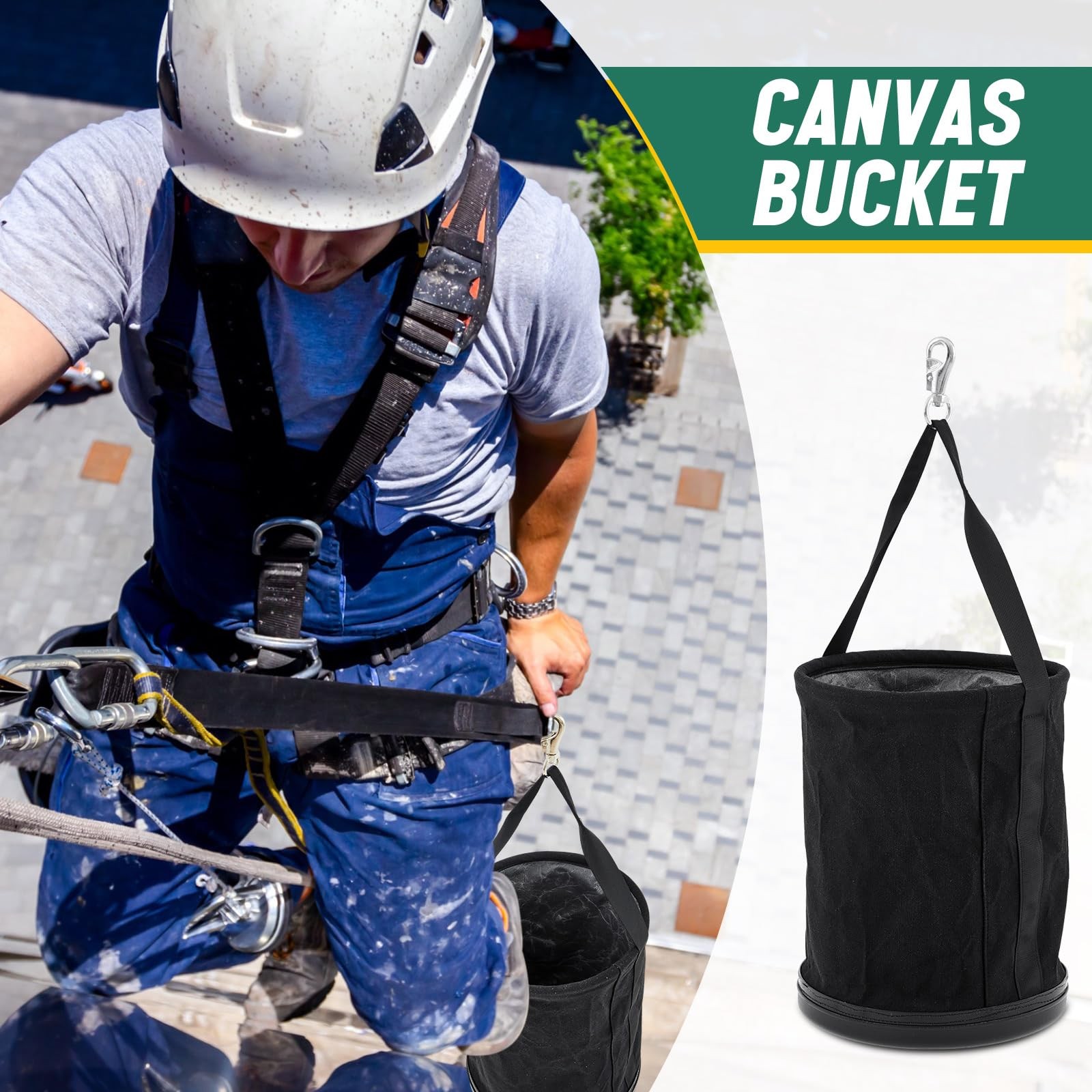 SilTriangle 1 Pack Lineman Canvas Bucket Tool Bag, 15″ x 12″,Black