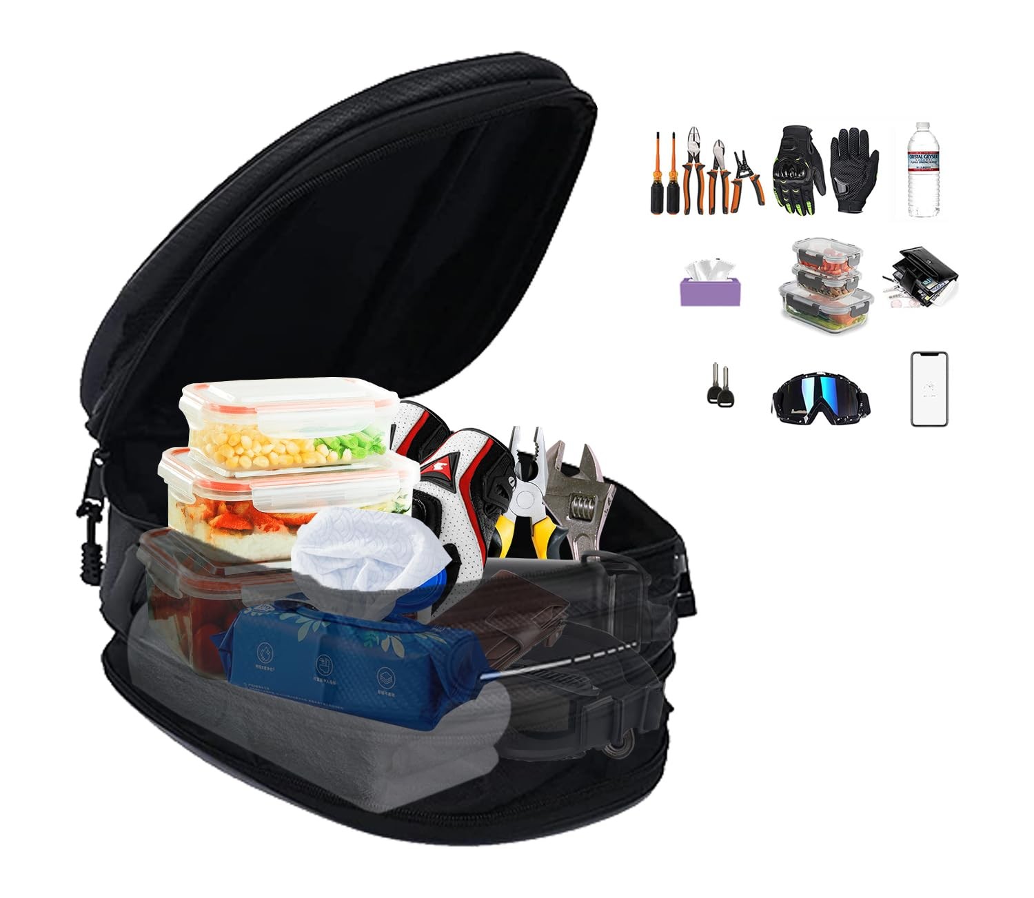 Motorcycle Tail Bag, 12L-15L Expandable Waterproof Motorbike Rear Seat Luggag…