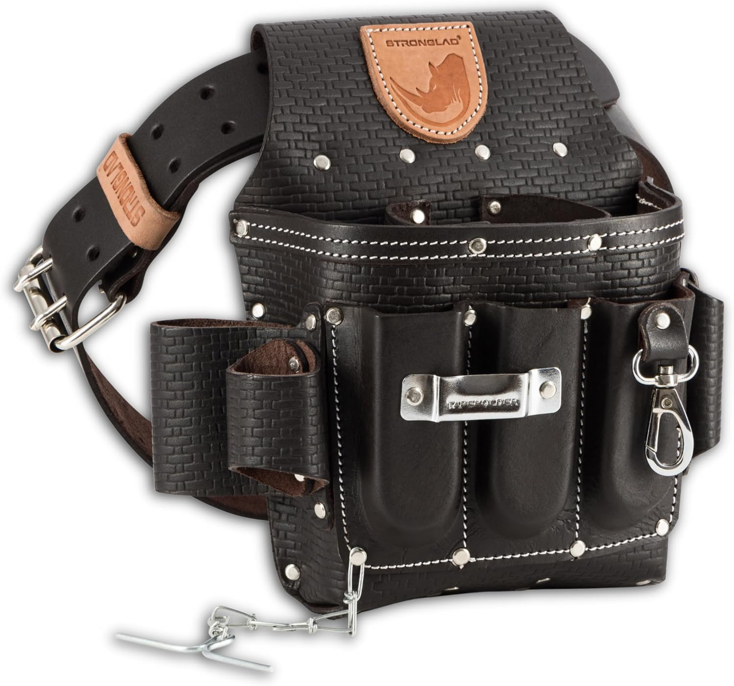 Heavy Duty Electricians Tool Belt – 13 Pocket Top Grain Leather Pouch, Adjustabl