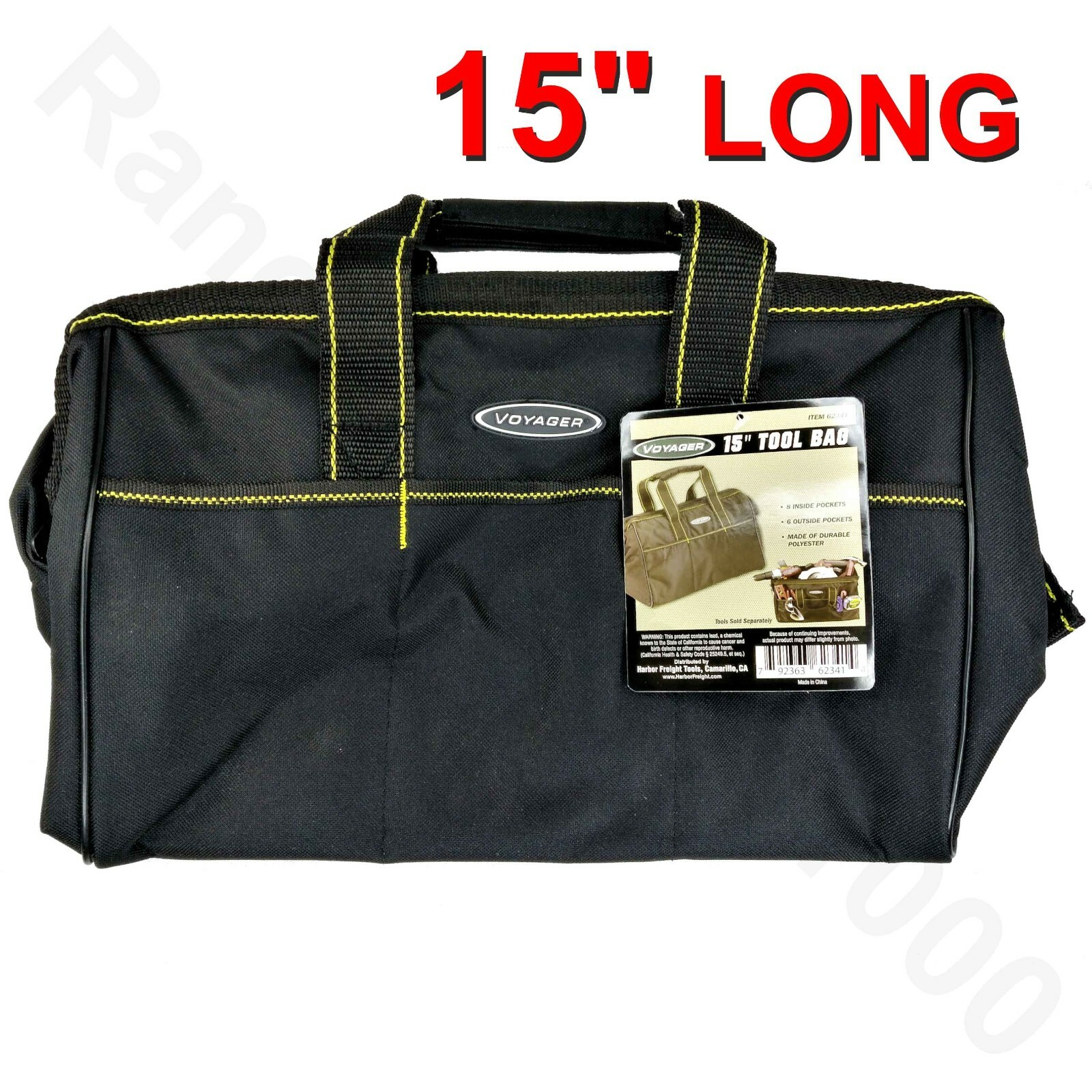 Heavy Duty Tool Bag Tote 15″x10″x9″ 6 Exterior & 8 Interior Pockets Voyager