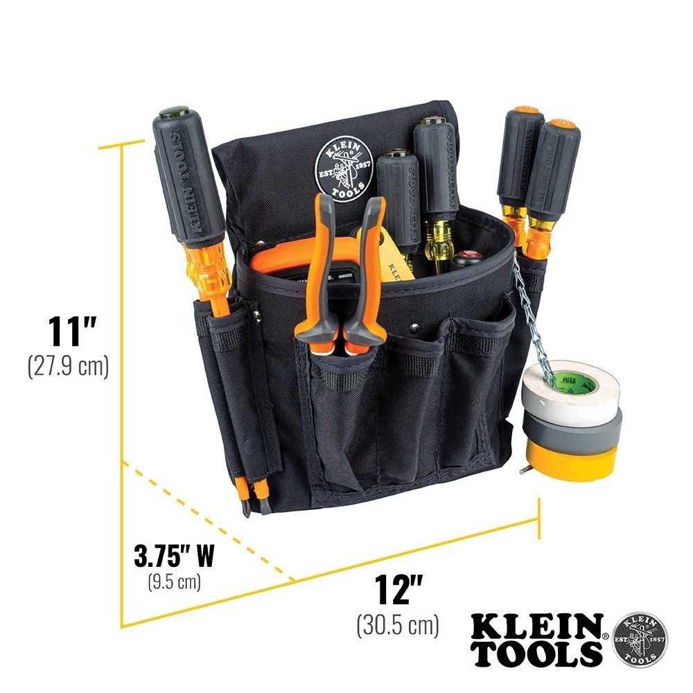Klein Tools 5710XL Electrician’s Padded Tool Belt Pouch Combo 27 Pockets 4-Piece