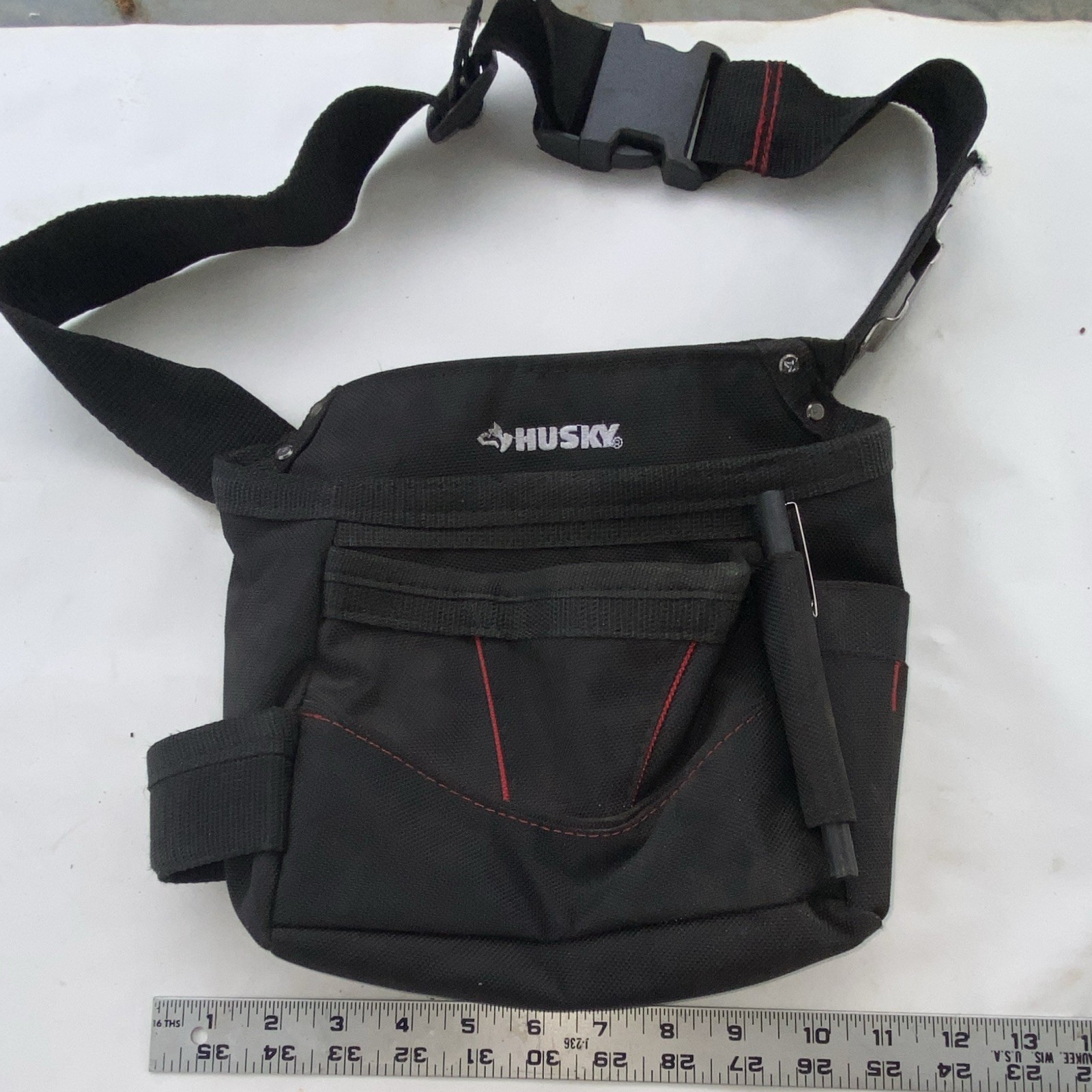 Husky Black/Red Tool Belt Pouch with Quick Release Buckle, 1 Pack