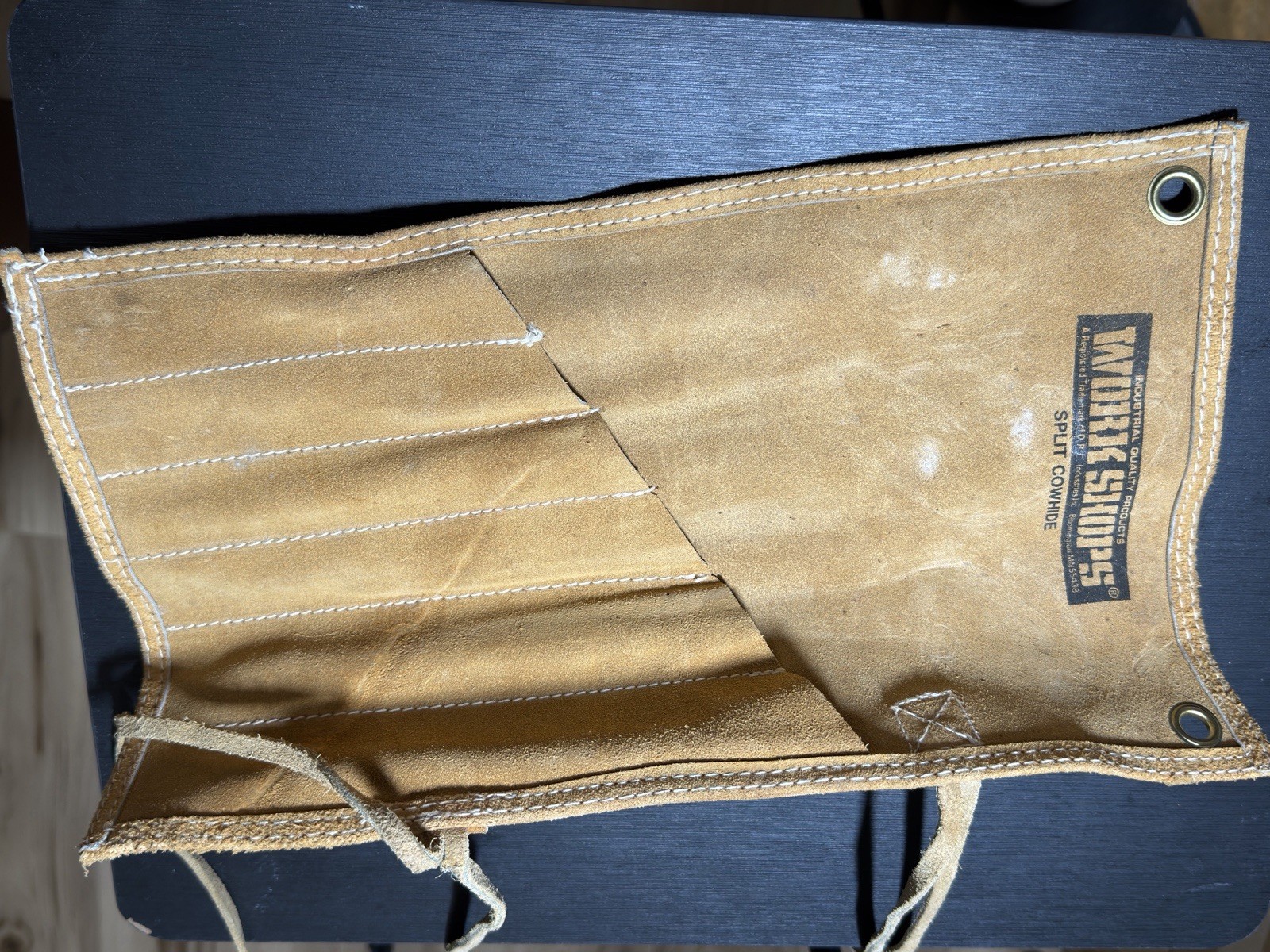 Vintage White Shops Split Cowhide Leather Tool Roll Pouch Lot of 3Taiwan