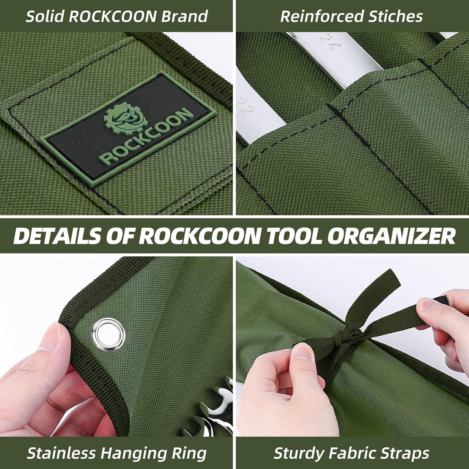 Compact & Lightweight Waterproof Wrench Roll – Organize with 16 Pockets in Green