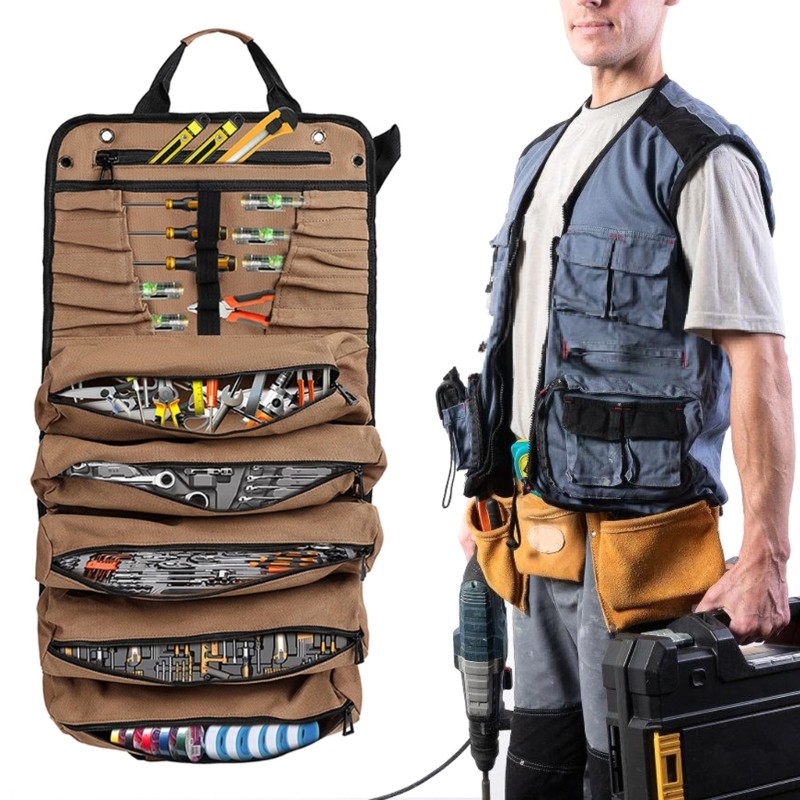 Professional Roll Up Tool Organizers with Reinforced Stitching for Durability