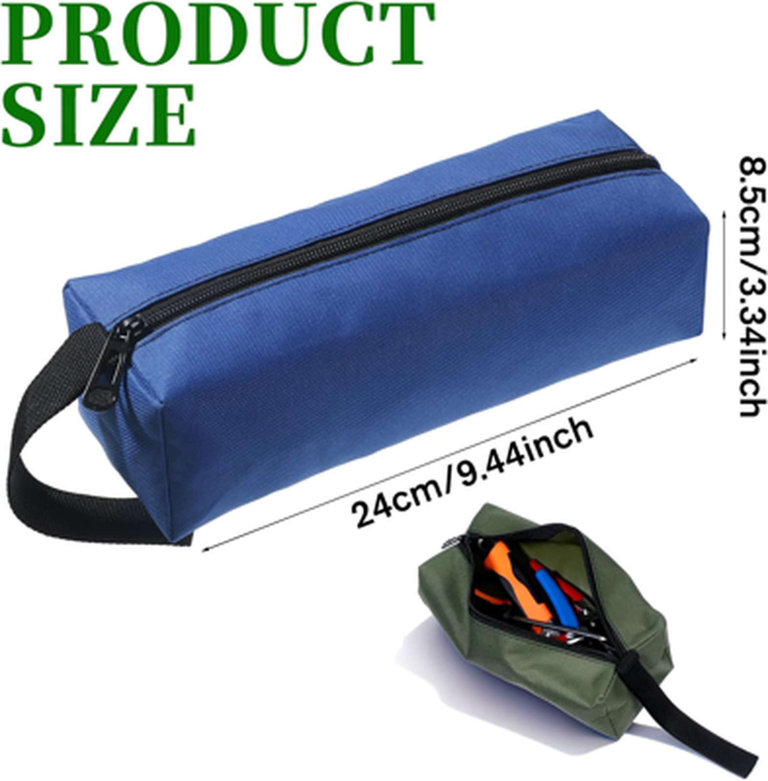 2 Pcs Canvas Tool Bag Small Zipper Pouch Multi-Purpose Organizer Storage Navy