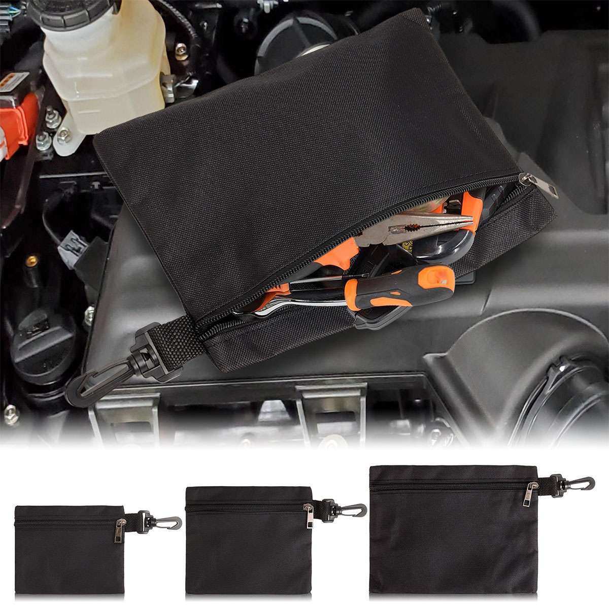 Portable Clip on Tool Pouch Zipper Bag, Small Tool Bag, Multipurpose Storage Bag
