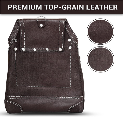 Leather Tool Pouch for carpenters 10 pockets Tool Belt Bag Electrician Framers