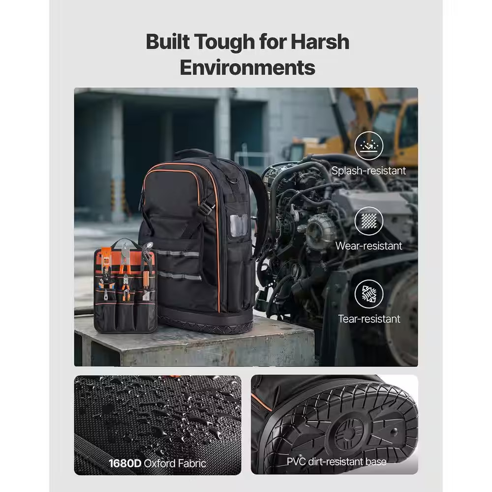 Tool Backpack, 65 Pockets, Heavy-Duty Tools Storage Organizer Work Bags with Lap