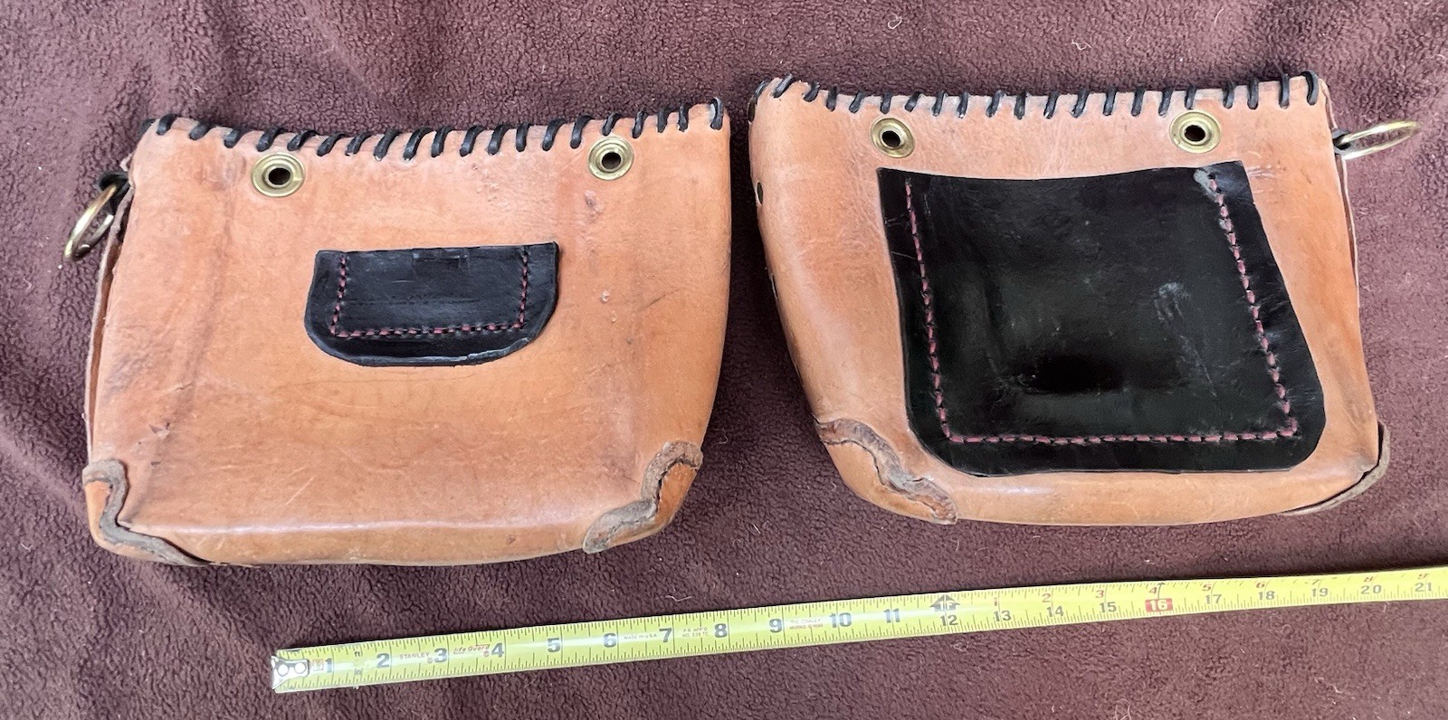 HOGG Made Ironworkers Bolt Bag Set 10x8x3.5 Brass Rivets thick Leather 2.4 Lbs.