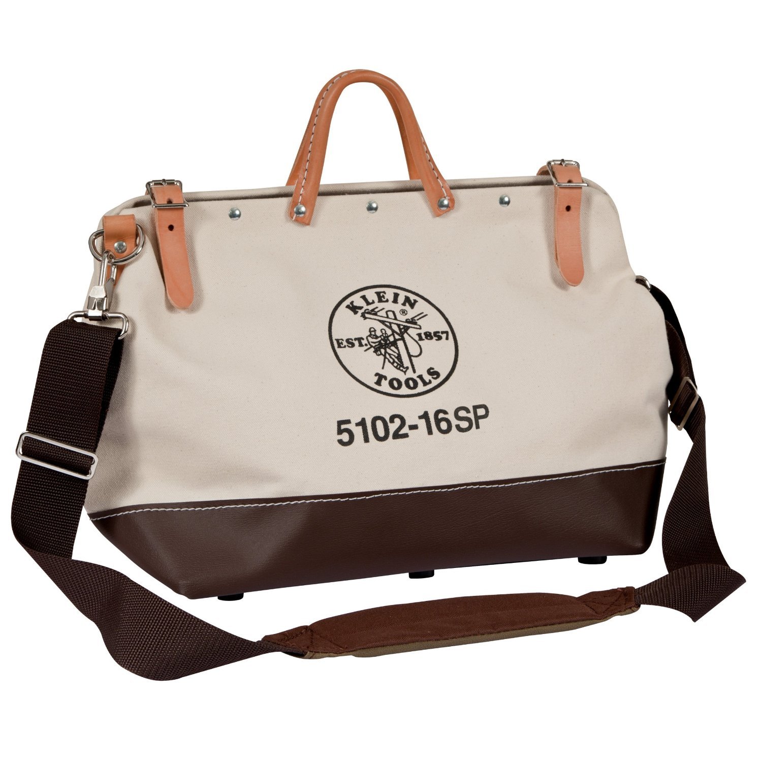 Klein Tools 5102-16SP Canvas Tool Bag, Deluxe, 16x6x14 In, 13 Pkt