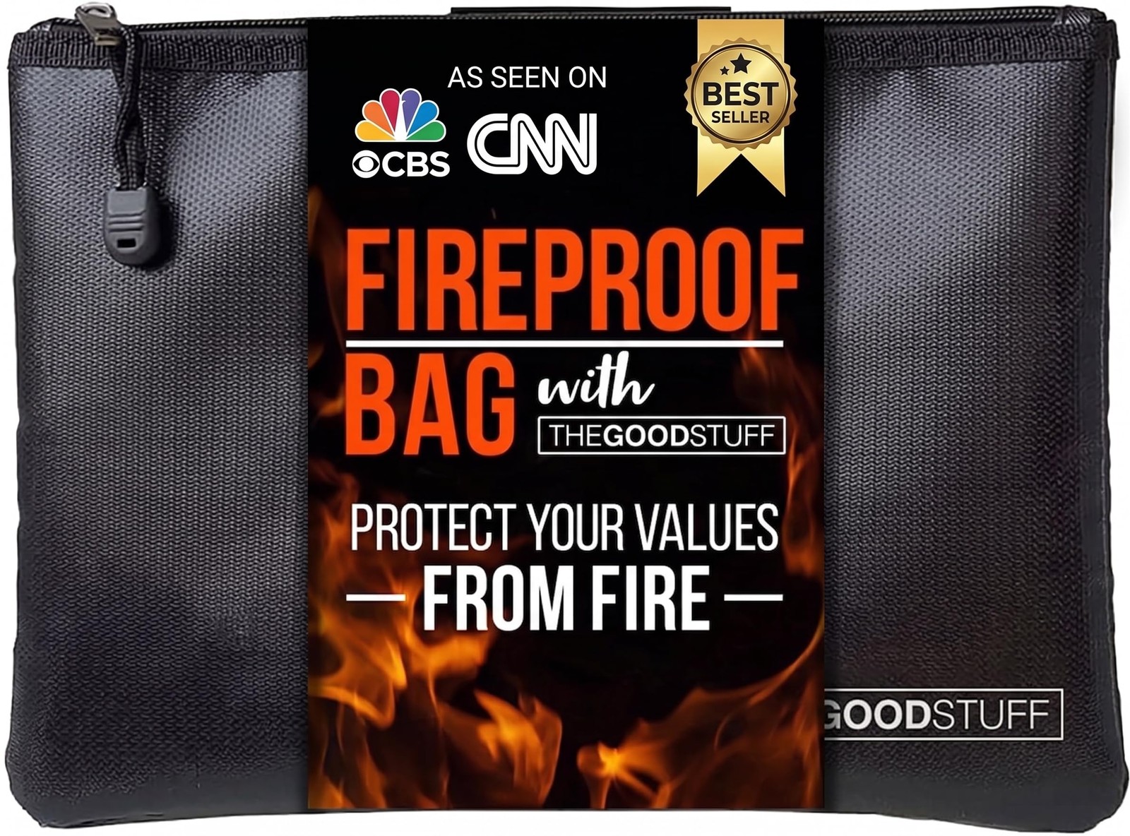 Fireproof Document Pouch (10″x13″) – Protect Cash and Papers Medium, Black