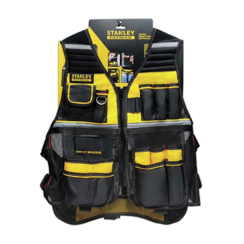 Stanley FMST530201 FATMAX One-Size-Fits-All Tool Vest – Gray/Black/Yellow New