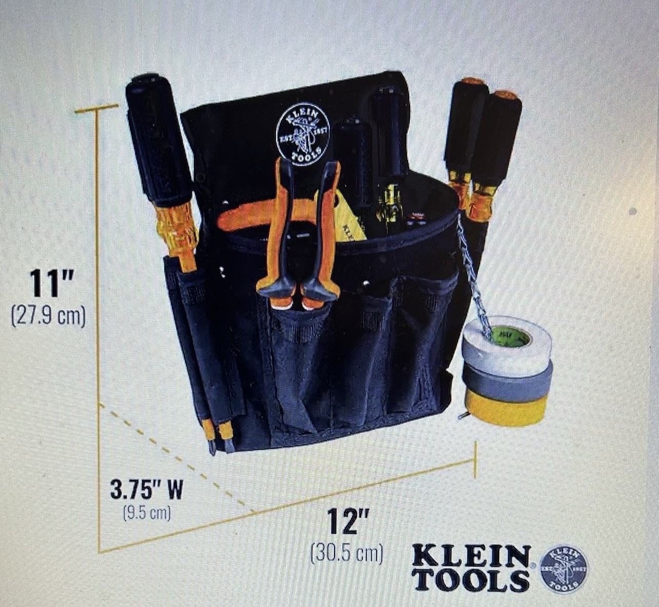 Klein Tools 5719 PowerLine 18-Pocket Black Nylon Electrician’s Tool Pouch & Belt