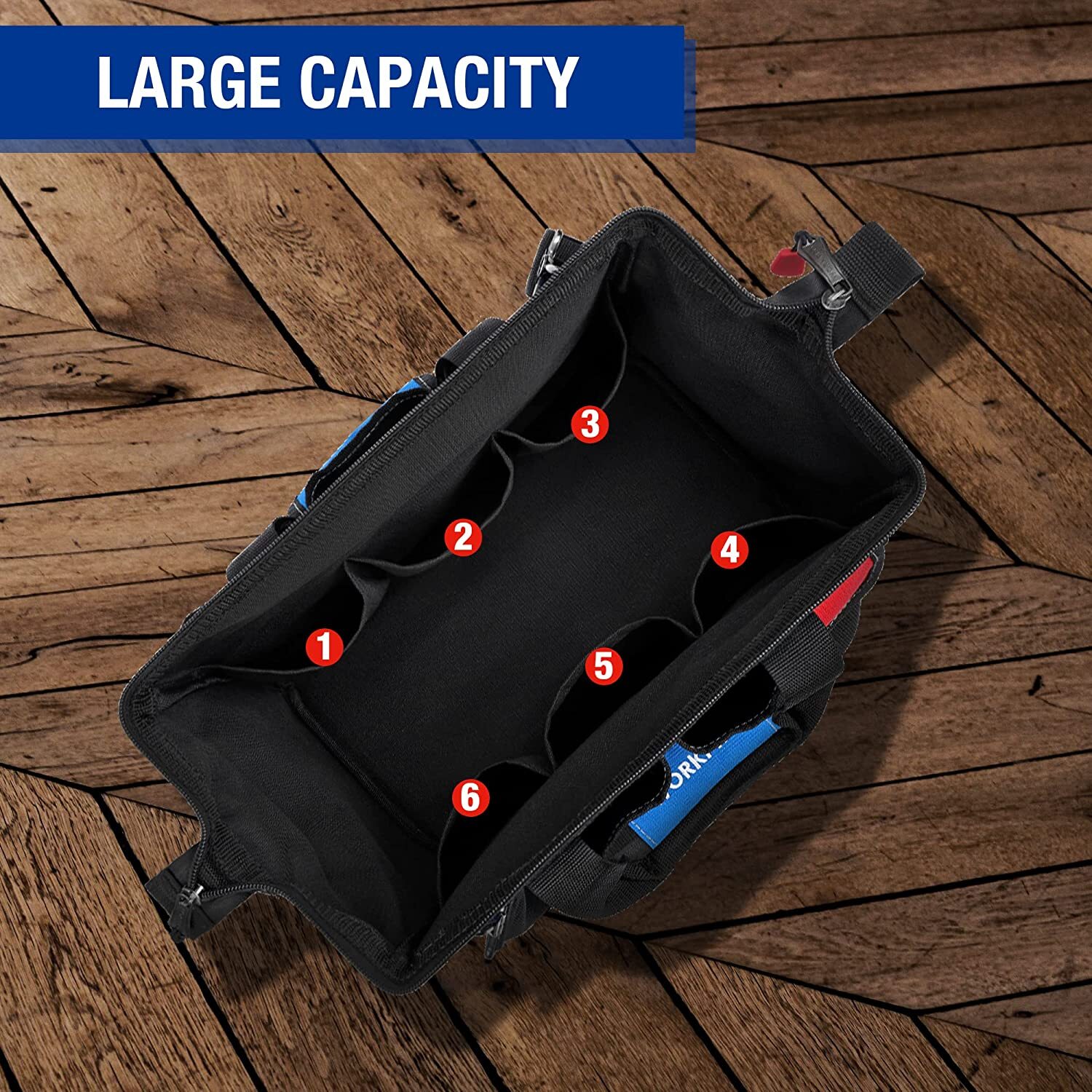 WORKPRO 14-inch Tool Bag Multi-pocket Tool Organizer with Shoulder Strap USA