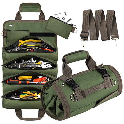 Tool Bag Roll Up, UUP Heavy Duty Tool Organizer for Men Women, Portable Green